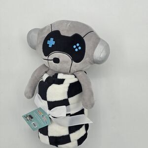 American Kids Black and White Checkered Huggable Plush With Blanket